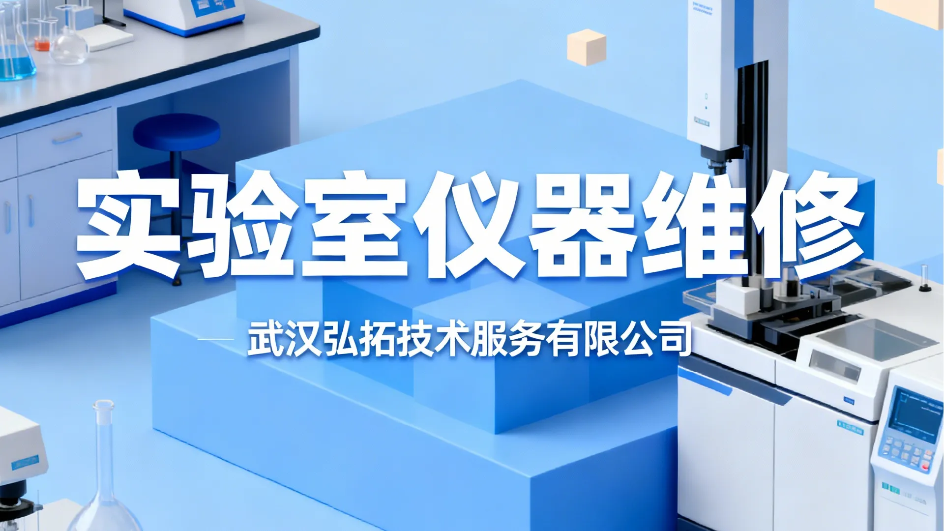 jimeng-2025-12-03-7338-科普类型主题海报风格（关于实验室仪器设备相关），中间有大字实验室仪器维修，武汉弘...(1)
